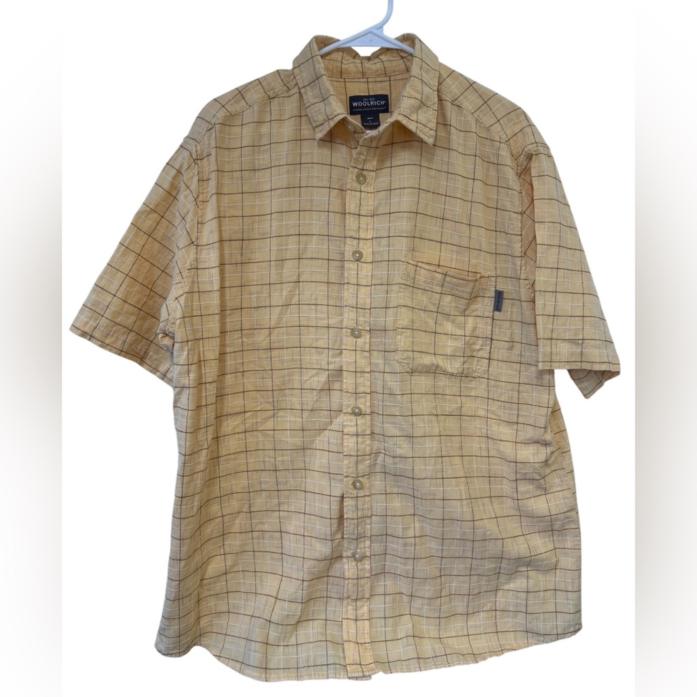 Woolrich Men's‎ Dark Butter Yellow/Brown Plaid Button Down Size Large